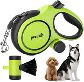Retractable Dog Leash with Poo Bag Holder, 2025 New 8M Dog Lead with 360° Tangle-Free Extended, One-Handed Brake,Pause, Lock, Green