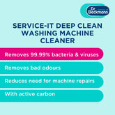 Dr. Beckmann Service-it Deep Clean Washing Machine Cleaner | Removes 99,99 % of bacteria and fungi and viruses | eliminates bad odours | 250 g