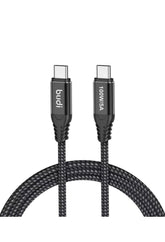 BUDI USB C TO C FAST RAPID CHARGING 100WPD BRAIDED CABLE 1 M ALUMINUM SHELL(FOR IPAD,MACBOOKS AND FAST SUPPORTED DEVICES)