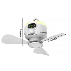 8000mHA Portable Ceiling Fan With LED Light & Remote Control Outdoor Camping Tent Hanging Fan USB Rechargeable Electric Fan