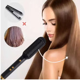 Portable Electric Straighthering Brush with Burn-Burning Bristles Temperature Adjustment Ergonomic Design Ideal for Straight Hair