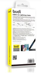 Budi 20W PD Fast Charge Braided Thunderbolt 1M or USB C to Lightning Connector Cable for fast charging with Aluminum Alloy Shell - 18W,20W, 30W,or 60W USB-C Power Adapter Adaptable for Apple devices