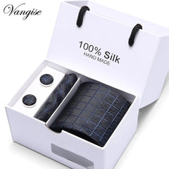 High Quality Silk Ties for Men 145cm Long Fashion Red Necktie 7.5cm Wide Formal Plaid Men's Tie Drop Shipping