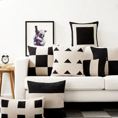 Nordic Geometry Black White Cushion Pillow Cover Home Decorative Office Sofa Linen PillowCase 45x45cm
