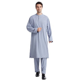 Men Jubba Thobe Muslim Two Pieces Set For Male Pakistan Dubai Saudi Abaya Prayer Islamic Clothing Worship Suit Arabic Ramadan