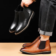 Men Shoes Chelsea Boots Retro Chelsea Ankle Boots Casual Flat Shoe Elastic Formal Business Dress Men Shoe 2025 New Spring Autumn