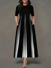 Summer new round neck casual fashion celebrity print gradient long skirt for women