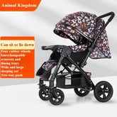 Foldable Baby Stroller Sit & Lie Portable 360° Swivel Front Wheel Trolley Cart Large Two-way Stroller with Sunshade for Infants