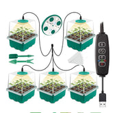 Full Spectrum LED Grow Light with Seedling Tray Plant Seed Starter Trays, Greenhouse Growing Trays with Holes 12 Cell Per Tray