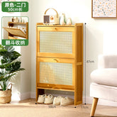 17cm Ultra-Thin Shoe Cabinet for Entryway Space-Saving Flip-Up Shoe Rack Large Capacity Storage Rack Hallway Bamboo Organizer