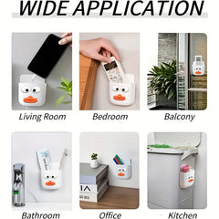 Cute Wall Mounted Storage Box Mobile Phone Plug Holder Stand Rack Remote Control Storage Organizer Case For Air Conditioner TV