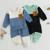 Infant Baby Boys Pants 2pcs Clothing Set Fall Winter Casual Long Sleeve Sweatshirt with Elastic Waist Sweatpants Fall Tracksuits