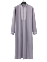 2024 New Muslim Men Hand Embroidered Formal Long Sleeve Luxury Abaya Designer Thobe Saudi Arabia Style with an Ethnic Motif