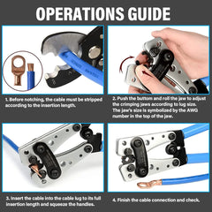 Heavy Duty Battery Cable Crimping Tool Wire Lug Crimper Terminal Copper Lugs Kit for Battery Wire Ring Terminals