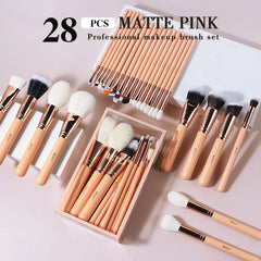 BEILI Pink Makeup Brushes High Quality Powder Foundation Blush Eyeshadow Make Up Brush Set Natural Hair косметика