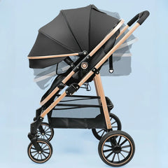 Foldable Twin Baby Stroller – Adjustable Backrest, Shock Absorbing, High Landscape Double Stroller by Warm House