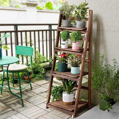 4 Tier Plant Stand Flower Display Stand Folding Wooden Ladder Storage Rack Book Shelves Indoor Outdoor