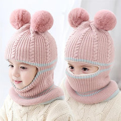 Baby Winter Hat Pompom Children Knitted Hats Baby Girls and Boys Hat with Warm Fleece Lining Hats for Kids