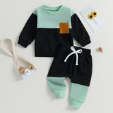 Infant Baby Boys Pants 2pcs Clothing Set Fall Winter Casual Long Sleeve Sweatshirt with Elastic Waist Sweatpants Fall Tracksuits