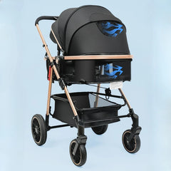 Foldable Twin Baby Stroller – Adjustable Backrest, Shock Absorbing, High Landscape Double Stroller by Warm House