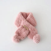 Cute Plush Baby Scarf Winter Thick Fleece Warm Scarves for Toddler Boy Girl Solid Color Cute Pompom Ball Kids Neckerchief
