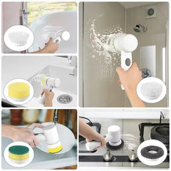 Xiaomi Electric Spin Scrubber Bathroom Cleaning Brush with 5 Brush Heads 5 in 1 Cleaning Brush Kitchen Dishwashing Brush Gadgets