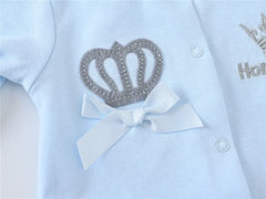 3 Pcs/lot Baby Boy Clothes Set 3M 6M 9M 100% Cotton Blue Crown Design Newborn Jumpsuit