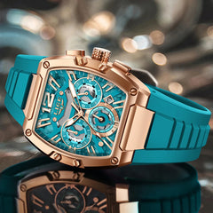 LIGE Creative Square Watch For Men Fashion Military Silicone Waterproof Quartz Man Wristwatch Outdoor Sports Date Chronograph