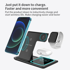 3 in 1 Wireless Charging Station Travel Charging Pad for iPhone 12~15 iWatch and Airpods 15W Fast Charger Foldable