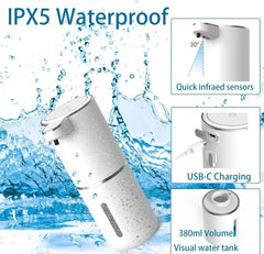 Automatic Liquid/Foma Soap Dispenser, Touchless Electric Dispenser, USB Rechargeable with Infrared Sensor for Bathroom,Kitchen