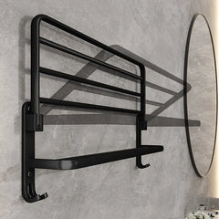 Matte Black 50CM Folding Holder With Hook Towel Holder Wall Mount Aluminum Towel Rack