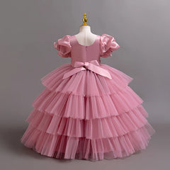 Luxury children's princess dress Bubble sleeve beaded sequin wedding dress Fancy Flower Girl Party PROM dress C2179