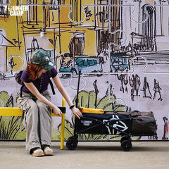 Outdoor camping mini cart, camping fashion item with simple design, anti pulley and adjustable pull rod, lightweight folding