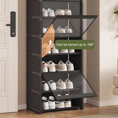Shoe Rack-Shoe Storage Cabinet Vertical Shoe Organizer for Closet Entryway Corner Bedroom- Stackable DIY Narrow Shoe Shelv