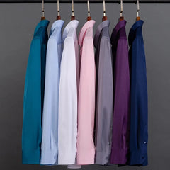 New Stretch Anti-Wrinkle Men's Shirts Long Sleeve Dress Shirts For Men Slim Fit Social Business Blouse White Shirt 4XL