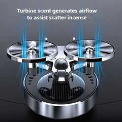 Solar Powered Rotation Helicopter Solar Aromatherapy Car Air Freshener Alloy Fragrance Auto Aroma Diffuser