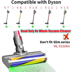 LED Floor Nozzle Brush for Dyson V7 V8 V11 V10 V15 Vacuum Cleaner Electric Brush Soft Roller Brush Replacement Parts