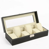 6 Grids PU Leather Luxury Watch Organize Glass Display Case Jewelry Collection Storage Holder Box For Mens and Women