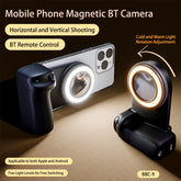 Magsafe Bluetooth-Compatible Camera Shutter Grip with Fill Light and Reflective Mirror for iPhone and Android Smartphones