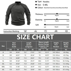 Men's Tactical Hoodies Military Outdoor Pullover Long Sleeve Zippers Pullove Fleece Windproof Thermal for Hiking Camping Army
