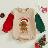Newborn Baby Girl Boy Christmas Outfit Cutest Little Ginger Embroidery Romper Pullover Sweatshirt 0-18M