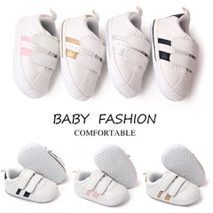 White Baby Shoes Boy Girl Double Slash Casual Sneakers Anti-slip Infant Kids Sport First Walkers