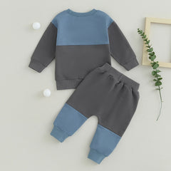 Infant Baby Boys Pants 2pcs Clothing Set Fall Winter Casual Long Sleeve Sweatshirt with Elastic Waist Sweatpants Fall Tracksuits