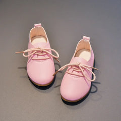 Kids Chic Shoes Solid Color Matte PU British Style Children Leather Shoes Non-slip 2025 New Fashion Boys Girls Flat Shoes Soft