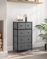SONGMICS Chest of Drawers, Fabric 5-Drawer Storage Organiser Unit, Dresser, for Living Room, Hallway, Nursery