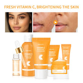 6pcs/set Vitamin C Skin Care Set Deep Cleansing Facial Cleanser Face Cream Moisturizing Anti Wrinkles Face Care Kit Gift Box