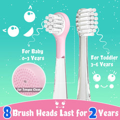 Seago Kids Electric Toothbrush Sonic Child Dolphin Colorful Observing LED 2 mins Smart Timer IPX7 Waterproof Teeth Cleaning