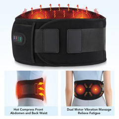 Infrared Heated Vibration Waist Massager Belt 3 Levels Dual Red Light Hot Compress Lower Back Waist Massage Lumbar Support Brace