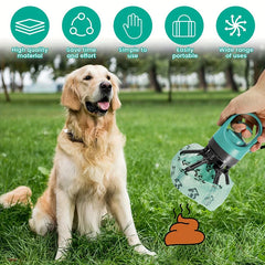 Portable Dog Pooper Scooper Outdoor Pet Waste Pick-up Cleaner Built-in Garbage Bag