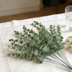20/40pcs Artificial Plants Eucalyptus Leaves Faux Boughs Wedding Bridal Bouquet Home Vase Halloween Day of the Dead Gift Decora